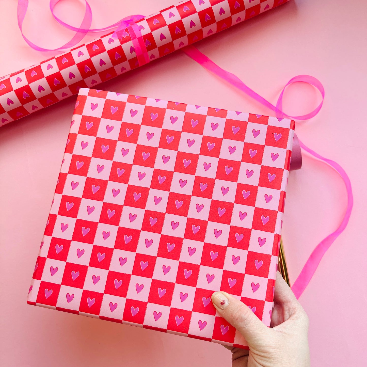 Luxury Checkered Heart Wrapping Paper