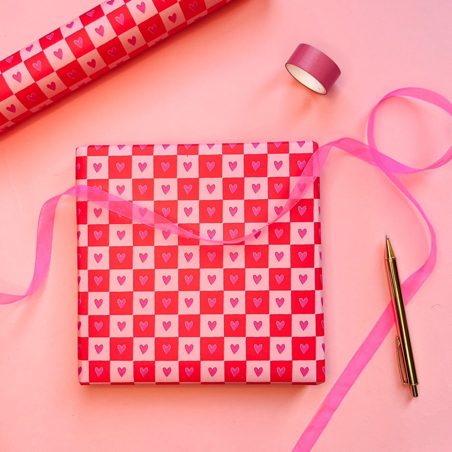 Luxury Checkered Heart Wrapping Paper