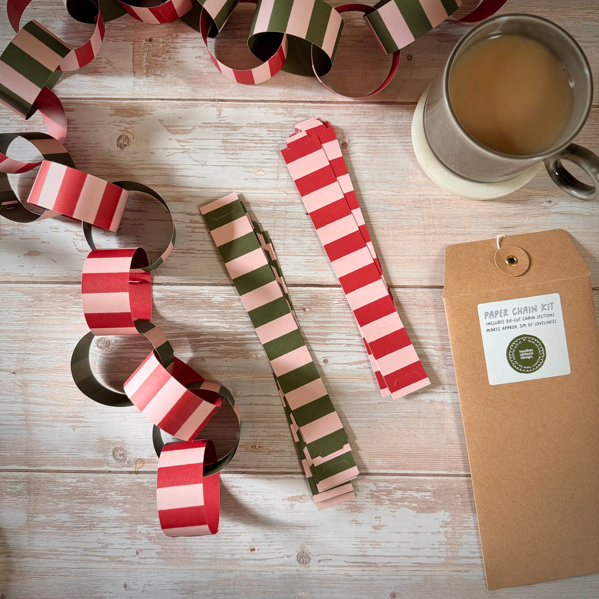Luxury Christmas Paper Chain Kit – Striped Garland, 3 Metres