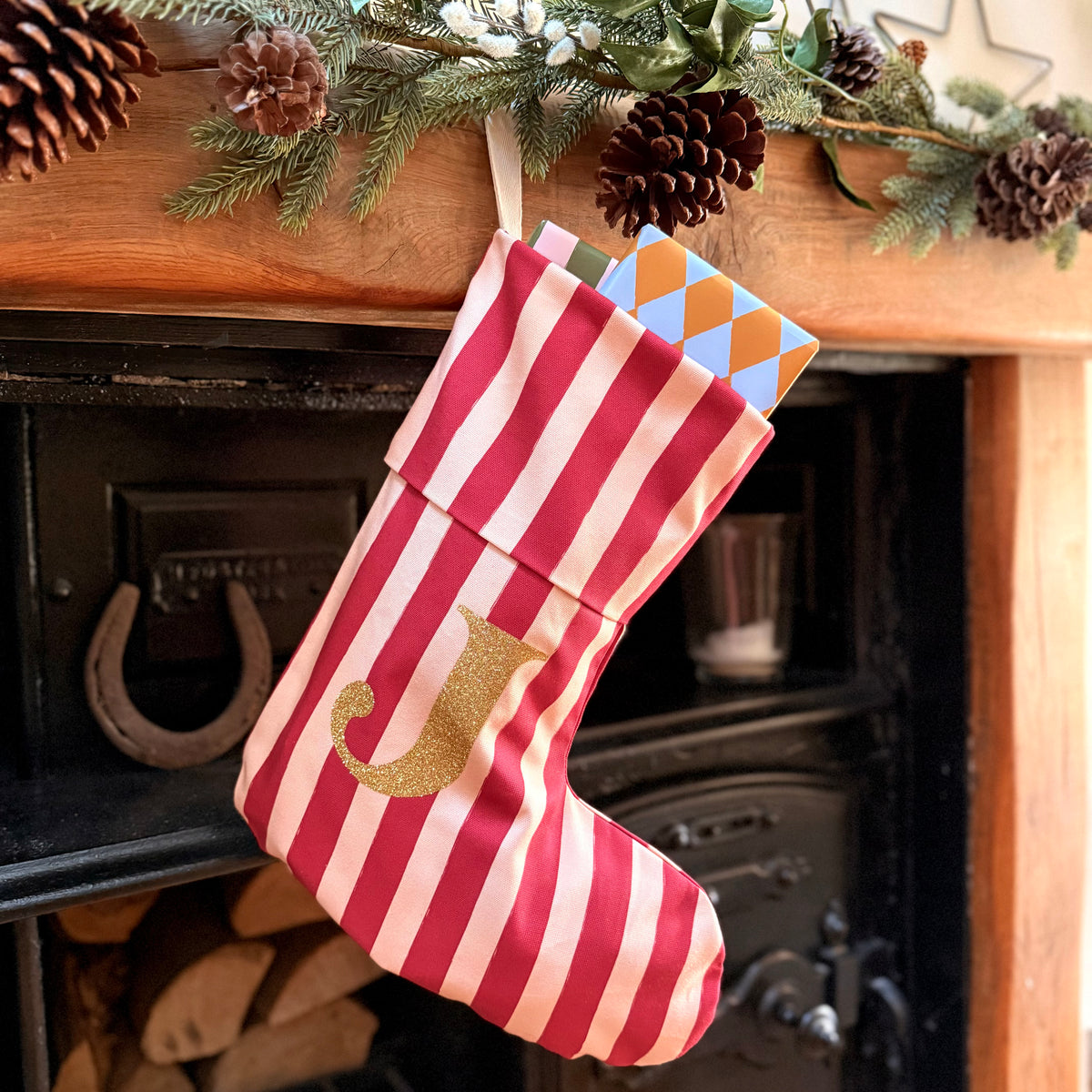 Personalised Luxury Striped Christmas Stocking