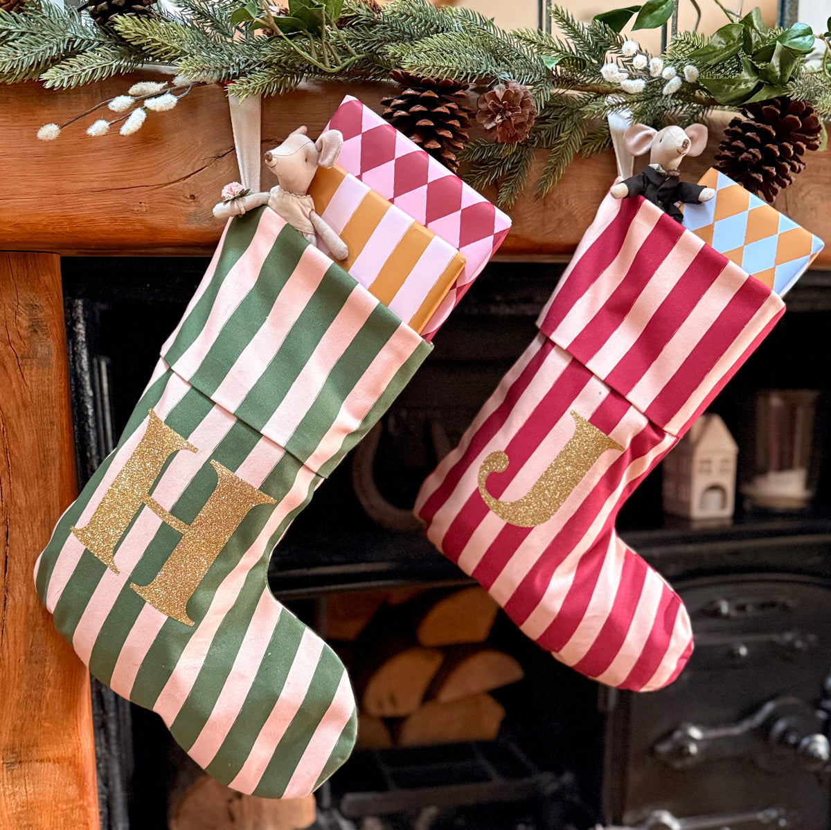Personalised Luxury Striped Christmas Stocking