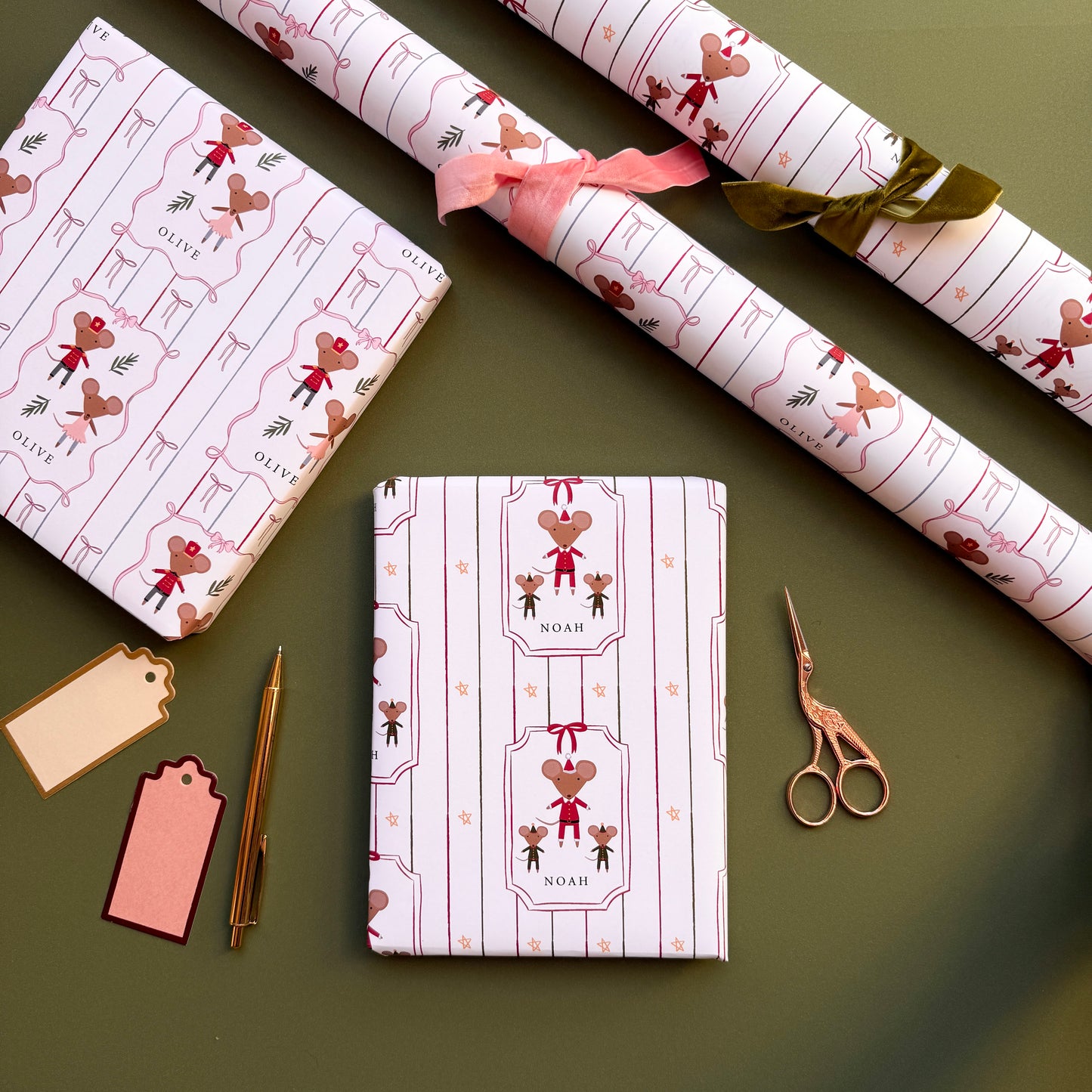 Personalised Christmas Mouse Wrapping Paper