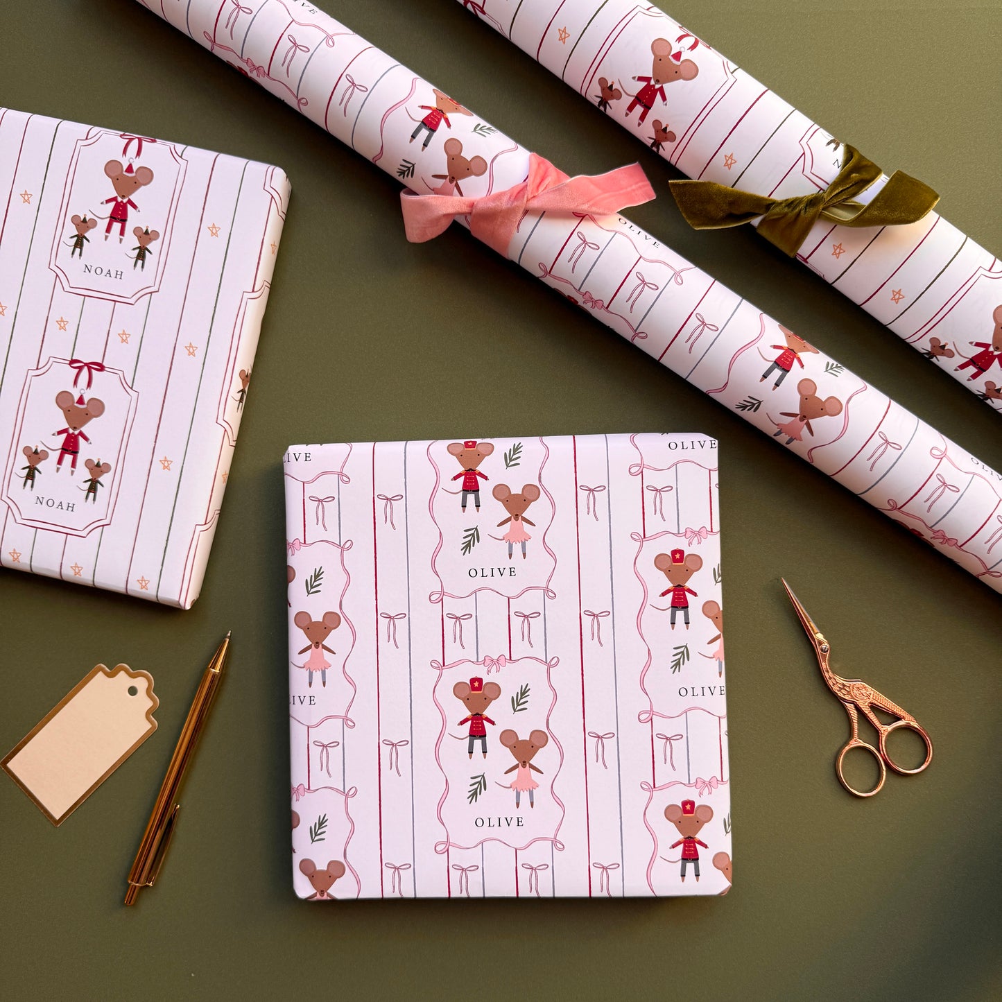 Personalised Christmas Mouse Wrapping Paper
