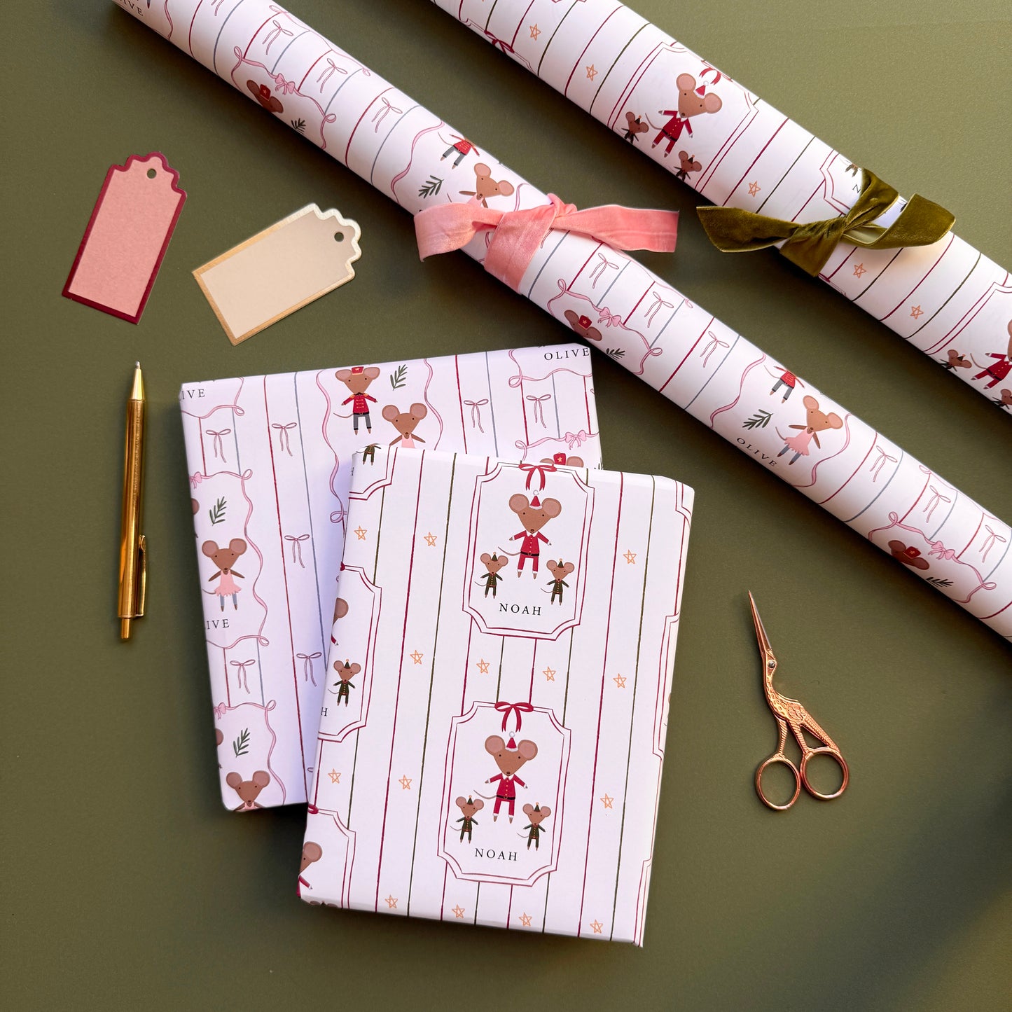Personalised Christmas Mouse Wrapping Paper