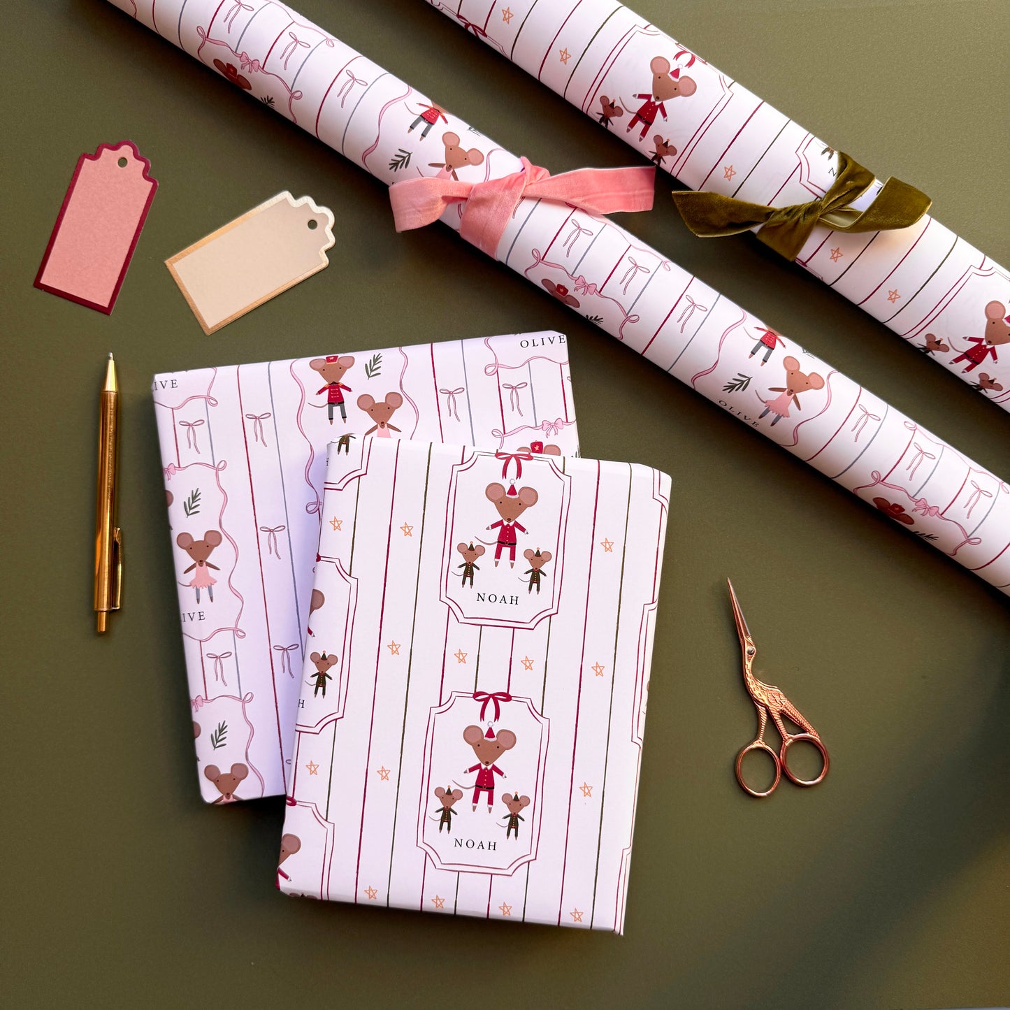 Personalised Christmas Mouse Wrapping Paper