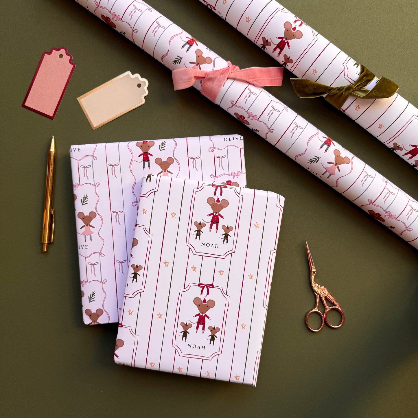 Personalised Christmas Mouse Wrapping Paper