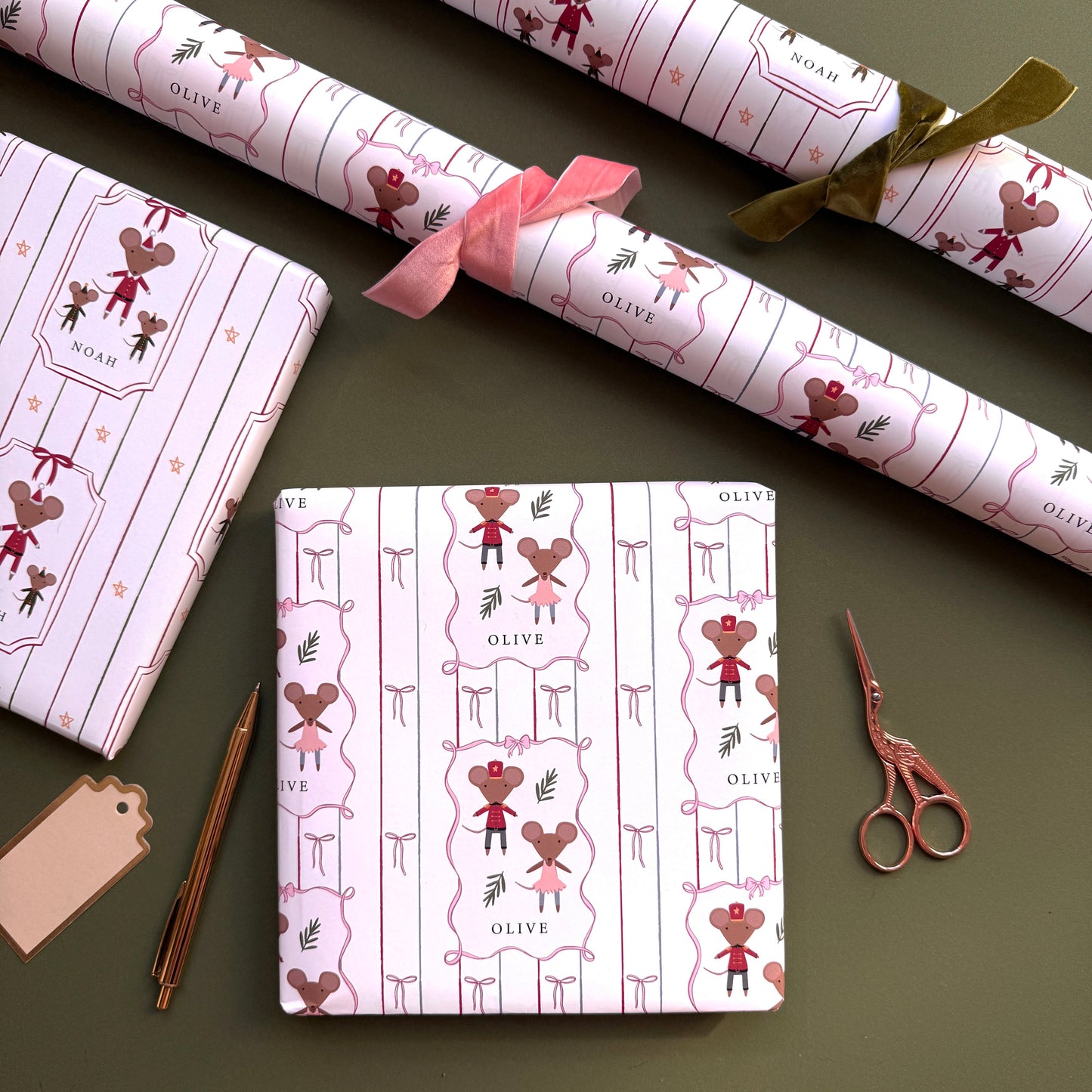 Personalised Christmas Mouse Wrapping Paper