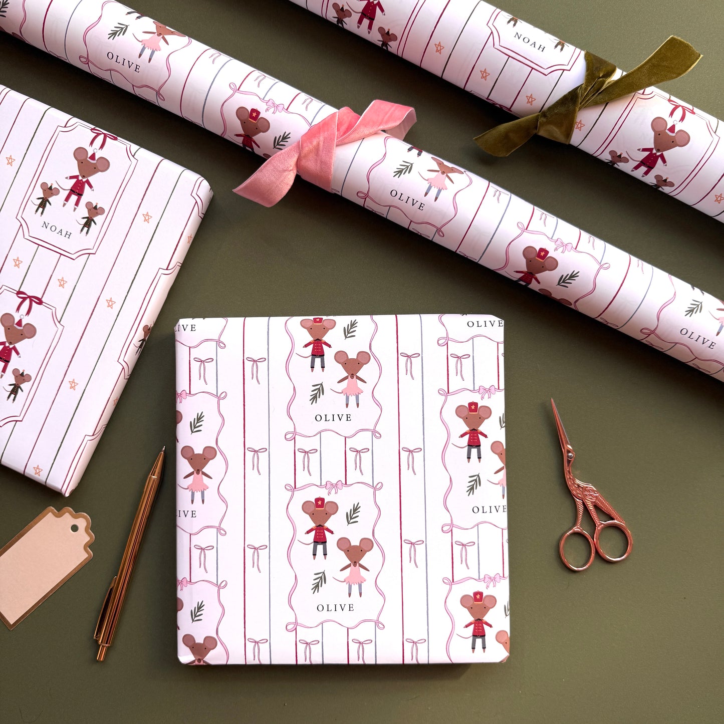 Personalised Christmas Mouse Wrapping Paper