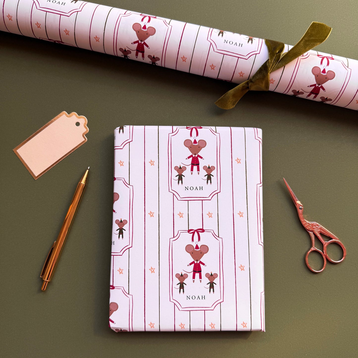Personalised Christmas Mouse Wrapping Paper
