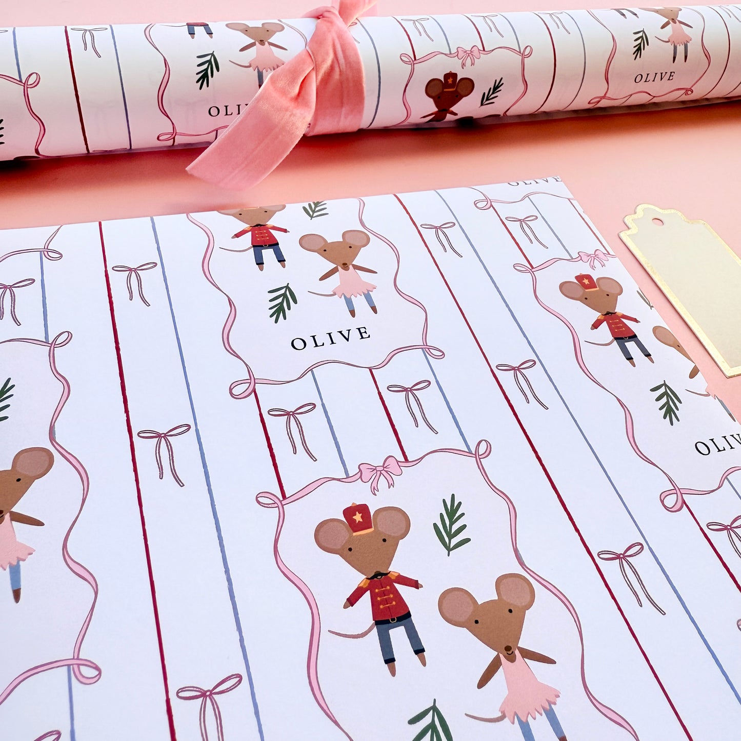 Personalised Christmas Mouse Wrapping Paper