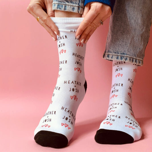 Personalised Name and Name, Valentine's Day Socks