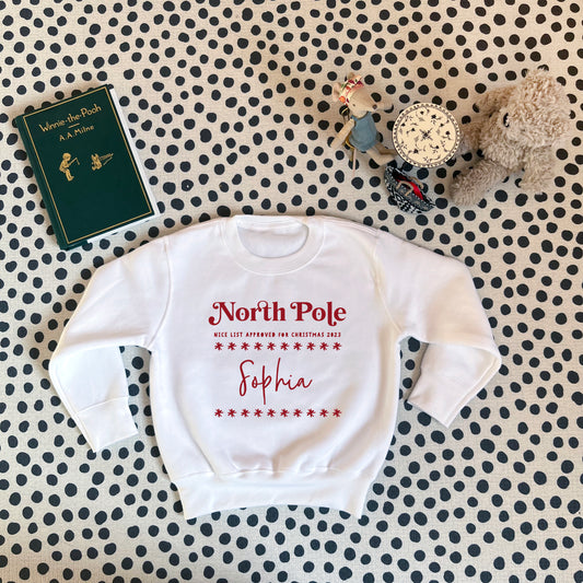 Personalised North Pole Nice List Christmas Jumper