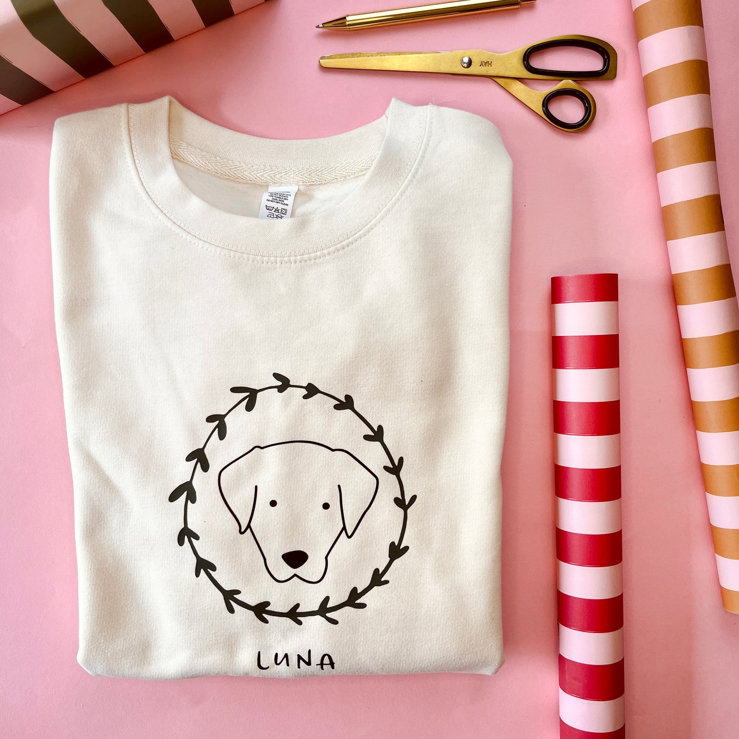 Personalised Christmas Wreath Unisex Dog Sweatshirt, Jumper.