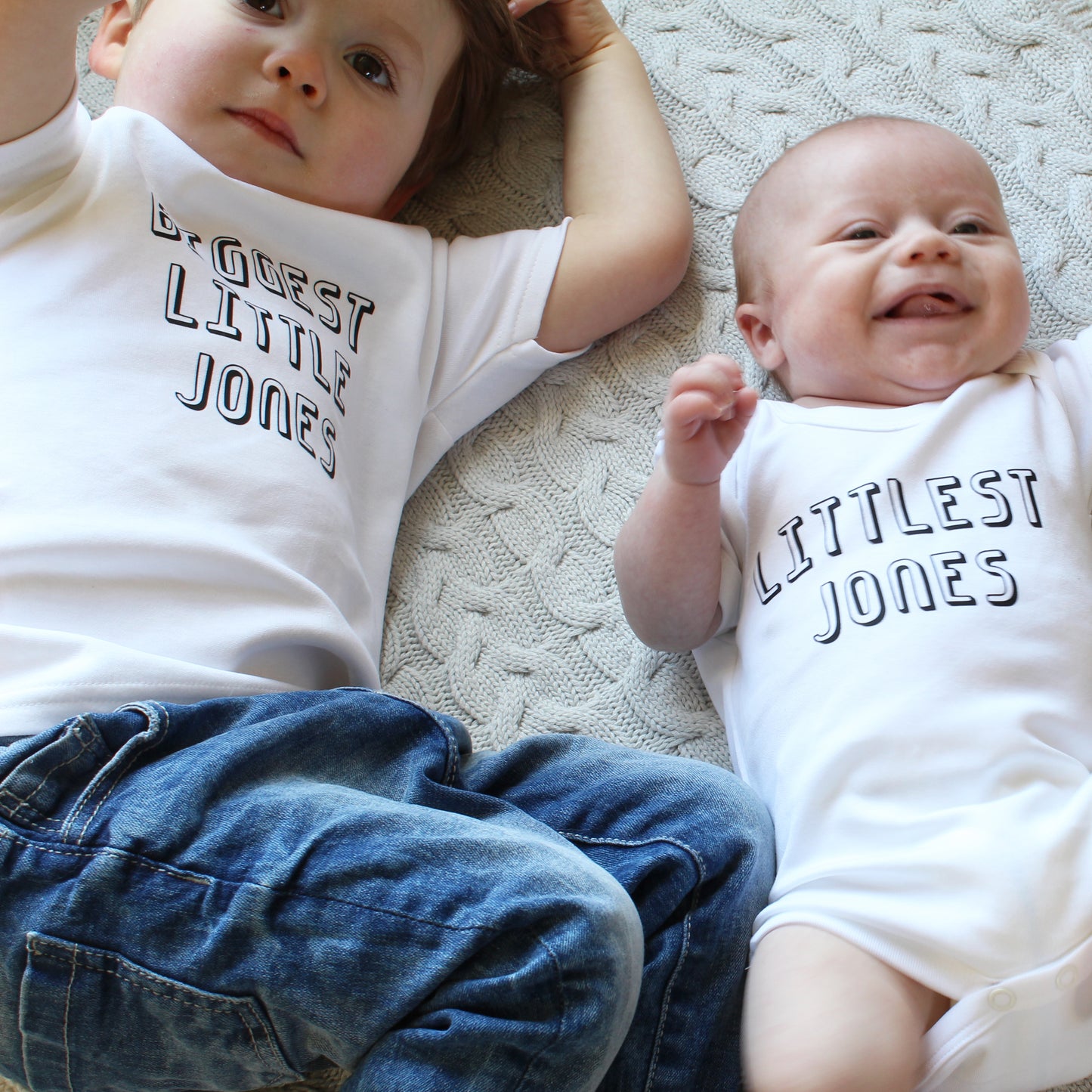 Personalised Littlest Surname Baby Grow or Sibling Set