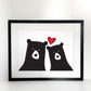 Bear Couple 'Selfie' Personalised A3 Print
