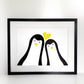 A3 Penguin Couple 'Selfie' Personalised Print