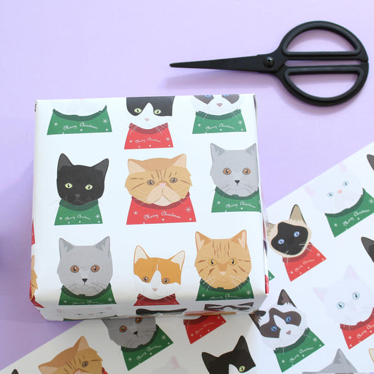 Cat's in Christmas Jumpers - Wrapping Paper (x 2 sheets)