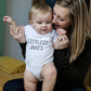 Personalised Littlest Surname Baby Grow or New Baby Gift Set