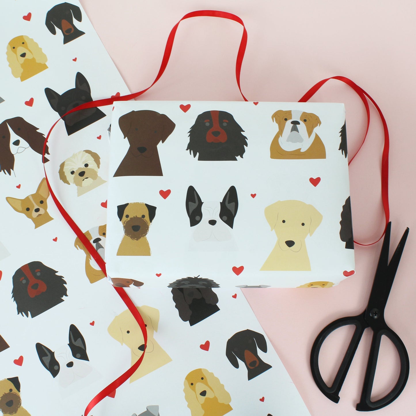 Heart Dog wrapping paper (x2 sheets)