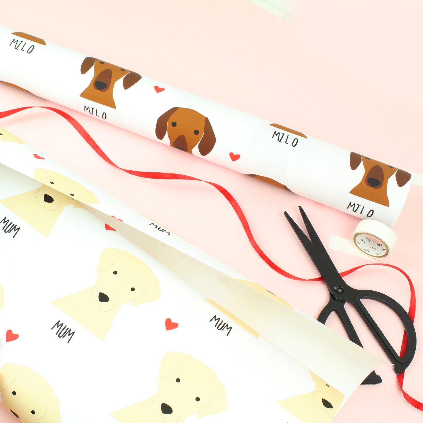 Personalised Heart Dog Wrapping Paper