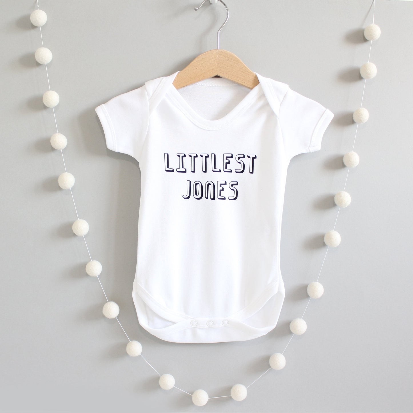 Personalised Littlest Surname Baby Grow or New Baby Gift Set