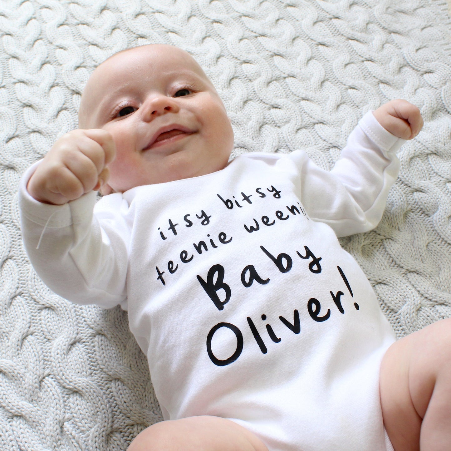 Itsy bitsy new baby personalised baby grow