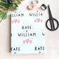 personalised name and name couples wrapping paper
