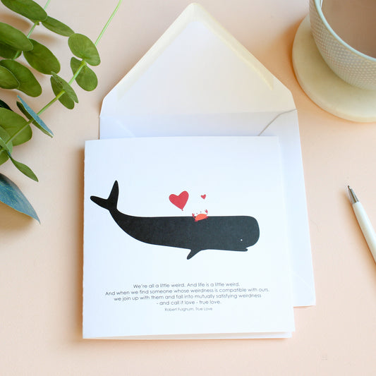 Weird Love crab and Whale, Anniversary Card