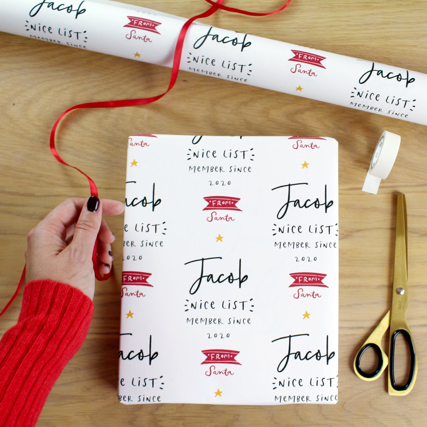 Personalised 'Nice List' Christmas Wrapping Paper