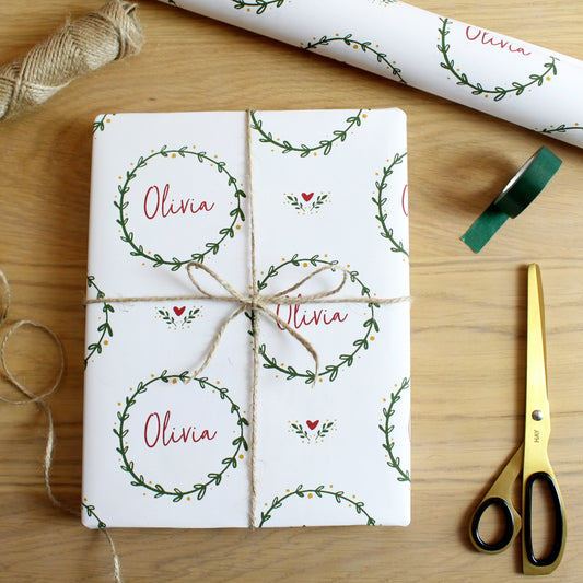 Personalised Botanical Name, Christmas Wrapping Paper