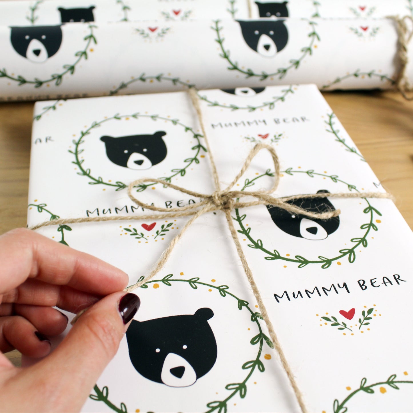 Personalised Botanical Bear Wrapping Paper