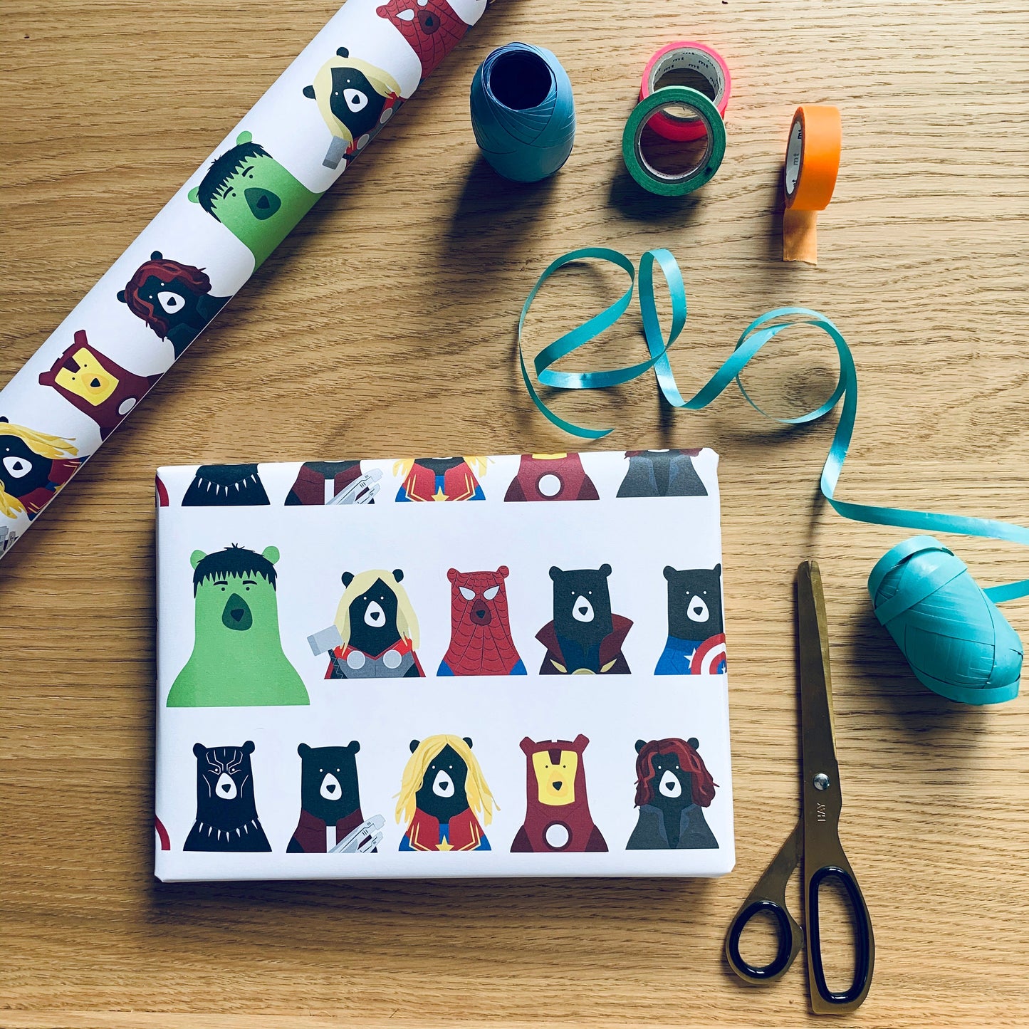 Superhero Bears Wrapping Paper