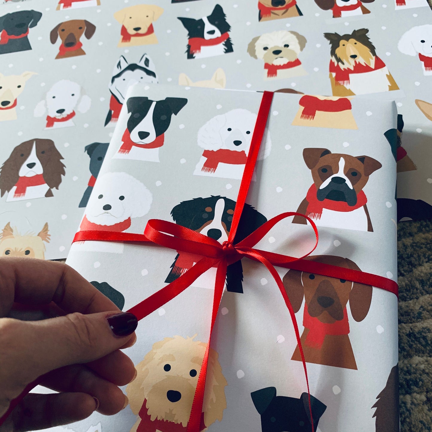 Snowy Christmas Dog Wrapping Paper