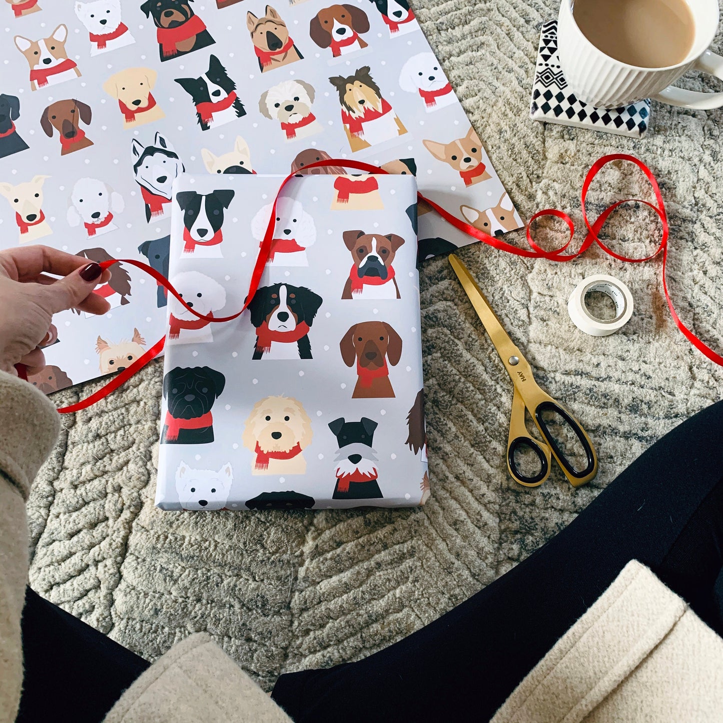 Snowy Christmas Dog Wrapping Paper