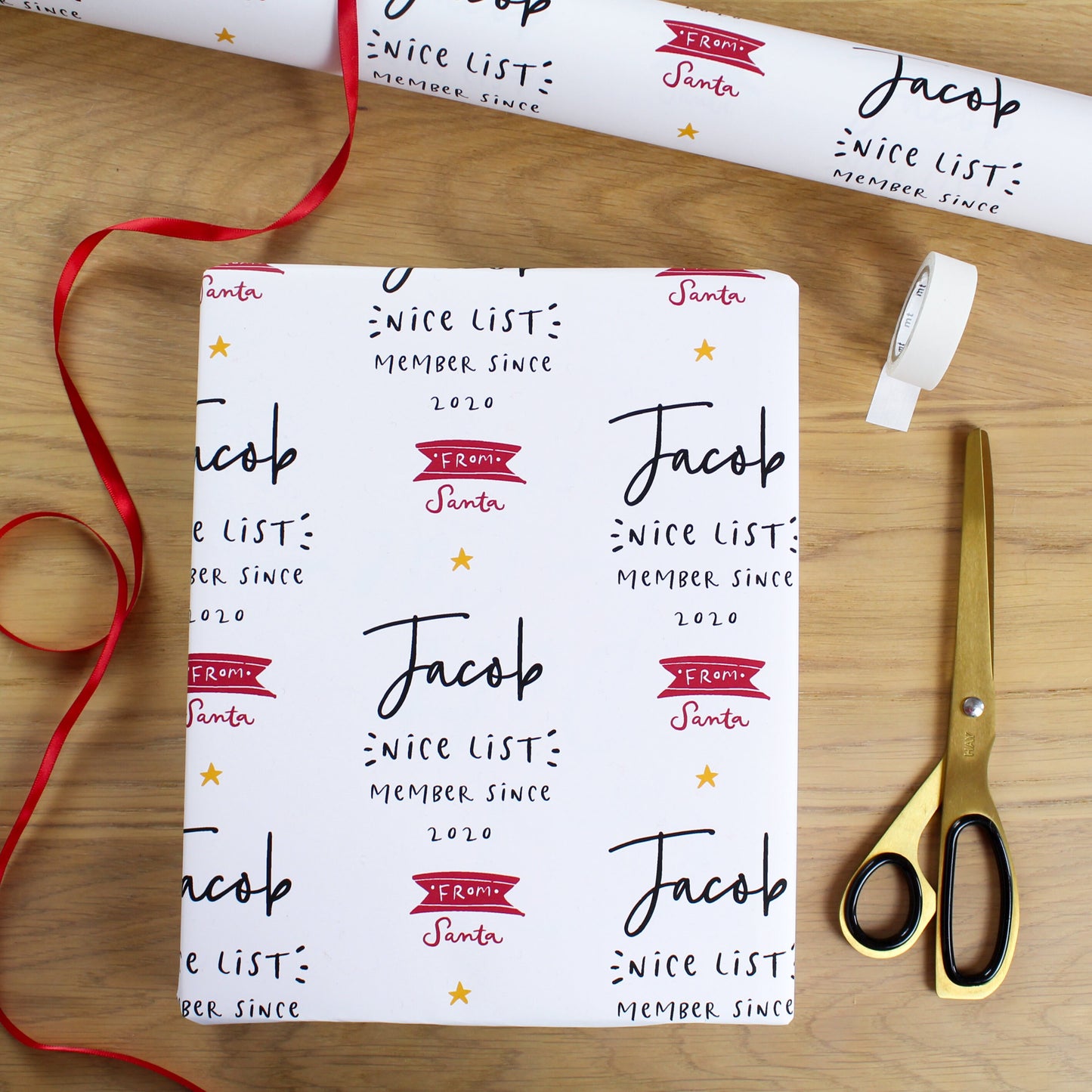 Personalised 'Nice List' Christmas Wrapping Paper