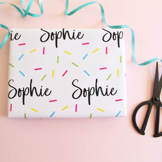 Personalised Birthday Confetti Name Wrapping Paper