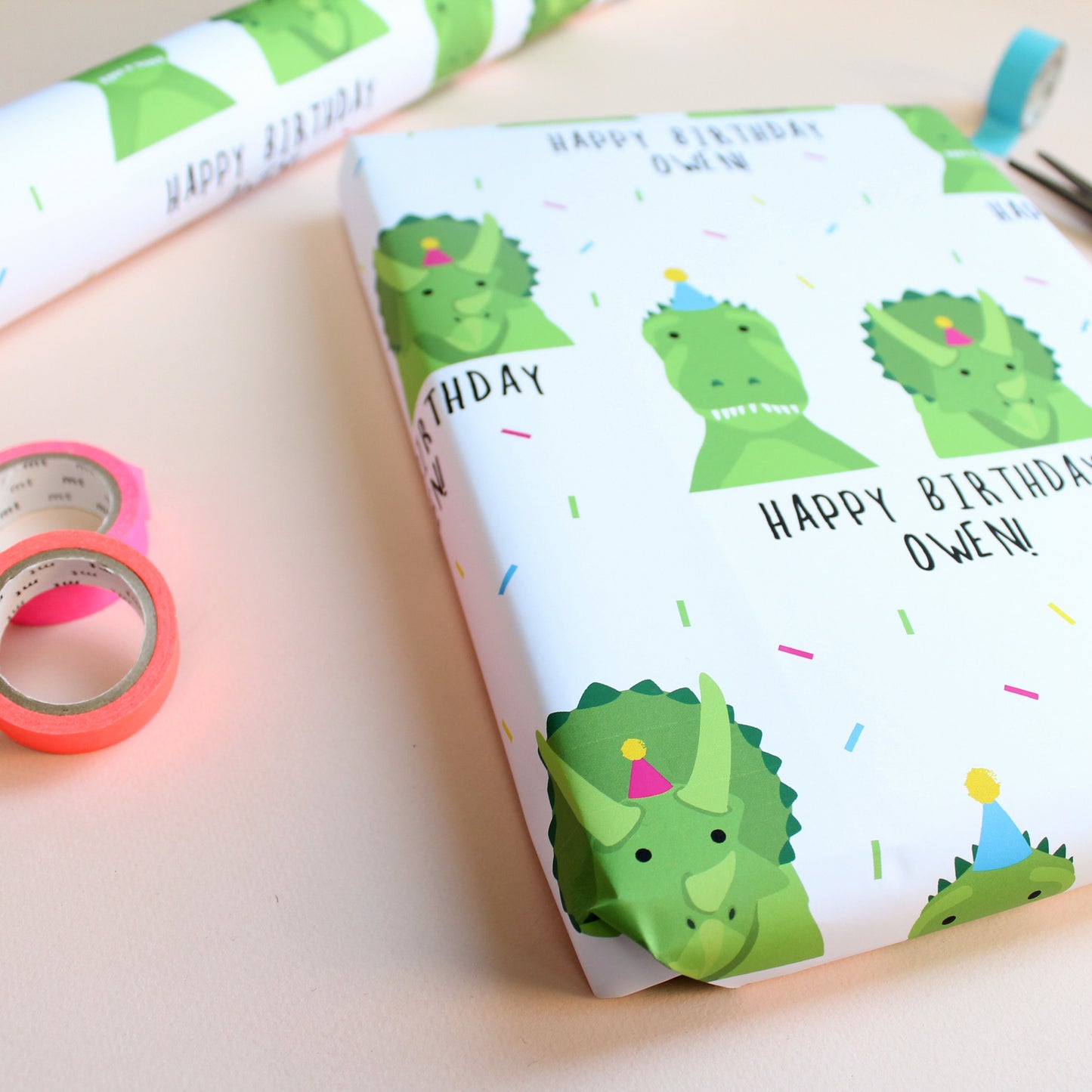 Personalised Dinosaur Birthday Wrapping Paper