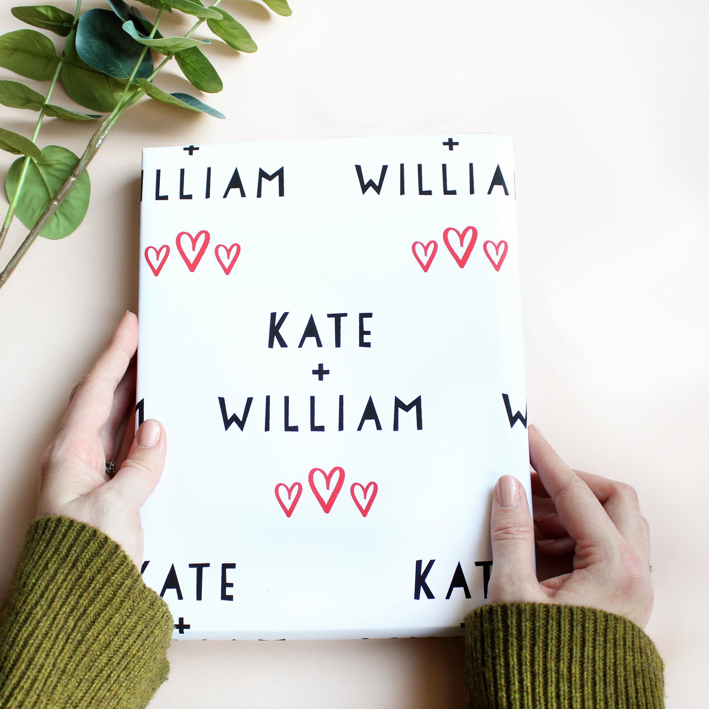 personalised name and name couples wrapping paper