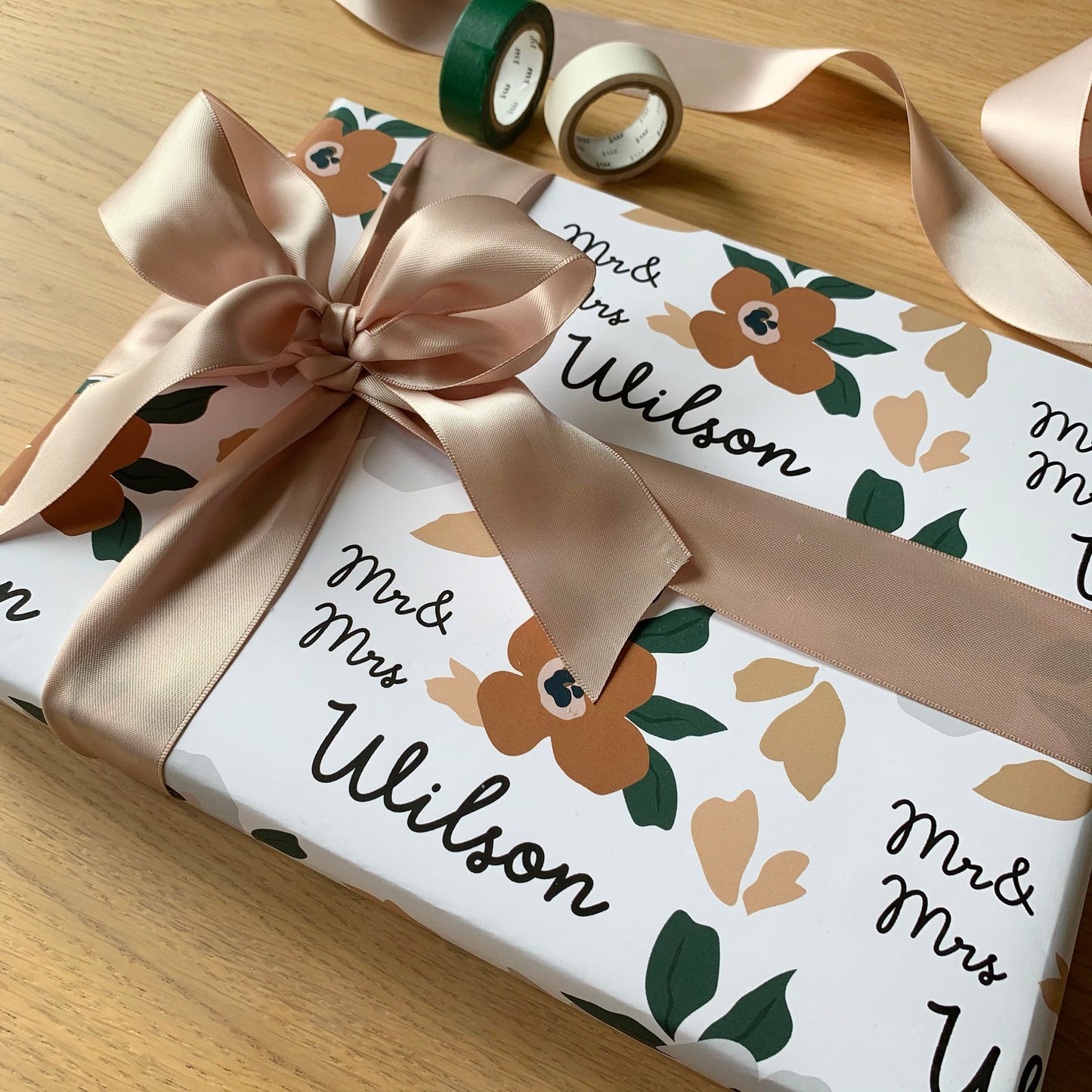 Personalised  Floral Wedding Day Wrapping Paper