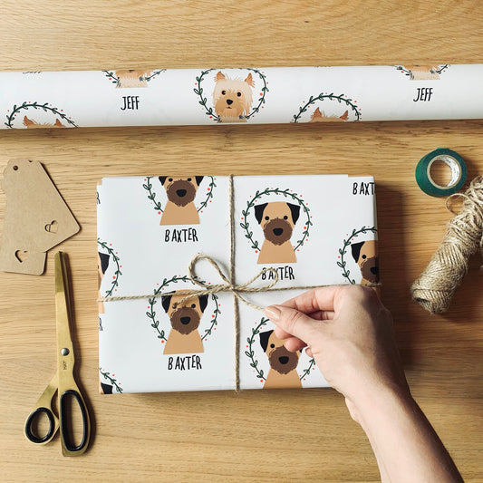 Personalised Botanical Christmas Dog Wrapping Paper