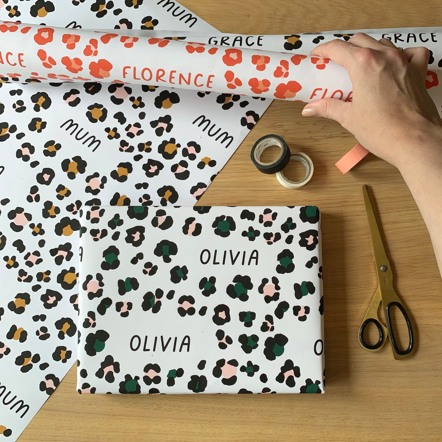 Personalised Leopard Print Name Wrapping Paper