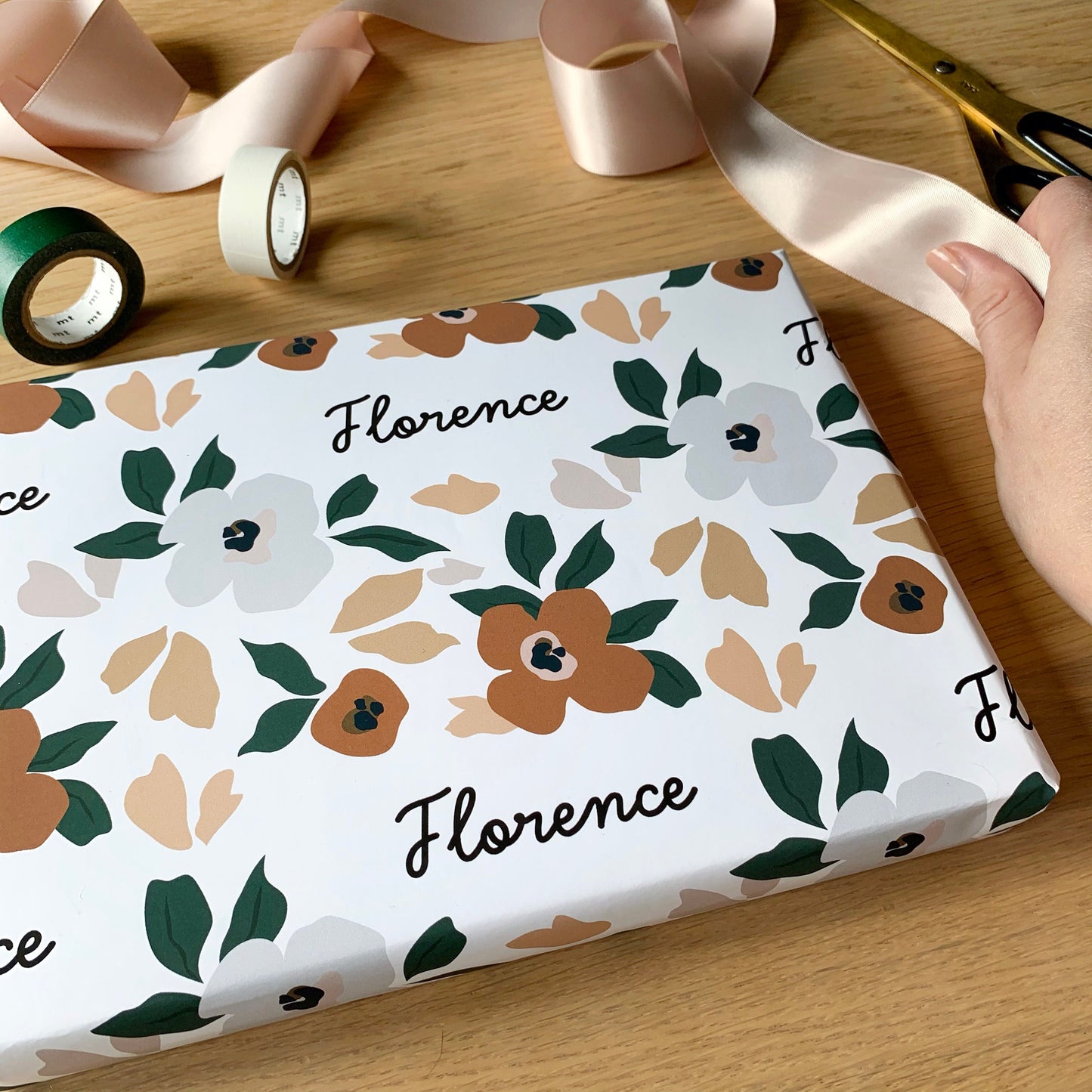 Personalised Floral Name Wrapping Paper