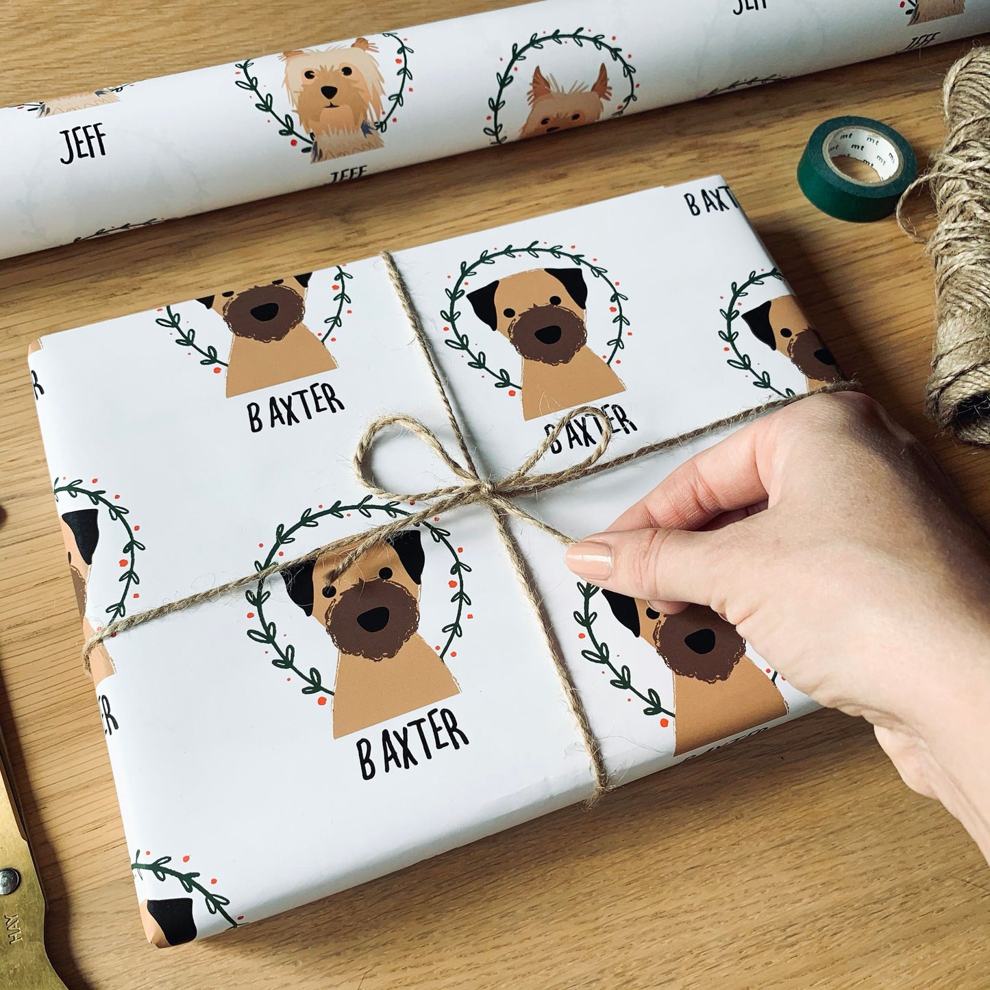 Personalised Botanical Christmas Dog Wrapping Paper