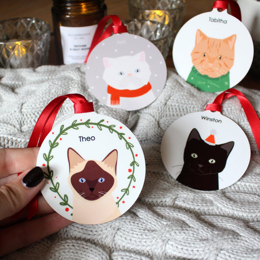 Personalised Cat Christmas Bauble / Christmas Tree Ornament