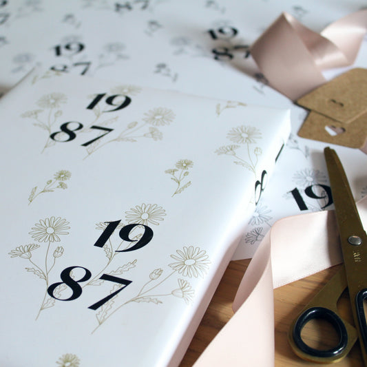 Personalised Birth flower & Birth year Wrapping Paper