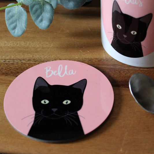 Personalised Colour Pop Cat Coaster