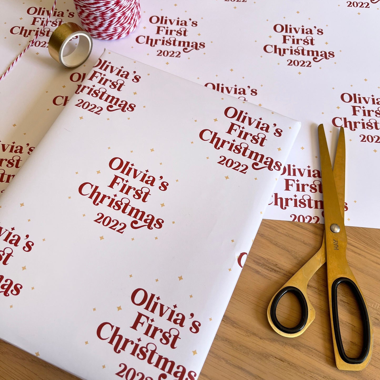 Personalised First Christmas Text Gift Wrap